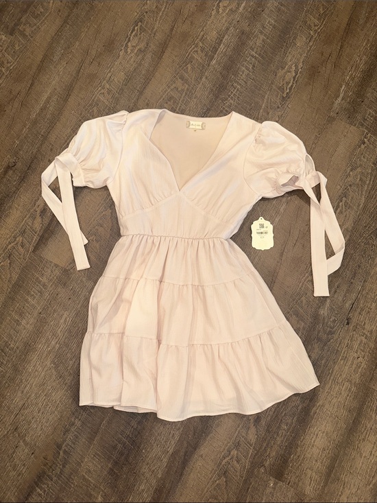 Altar'd State Dresses & Skirts - NEW Altar'd State Pale Pink Tiered Midi Dress with Puff Sleeves
